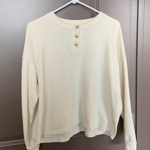 Madewell Henley Cream Sweatshirt Three Buttons
